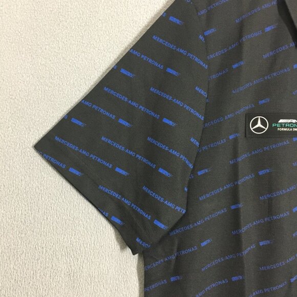 PUMA MAPF1 AOP Mens Medium Polo Shirt Short Sleeve Black Mercedes Benz Print NWT - Picture 4 of 16